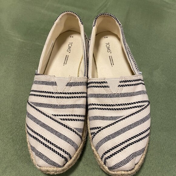 Tom's Women Size 9 Alpargata Natural Global Stripe - Picture 1 of 3